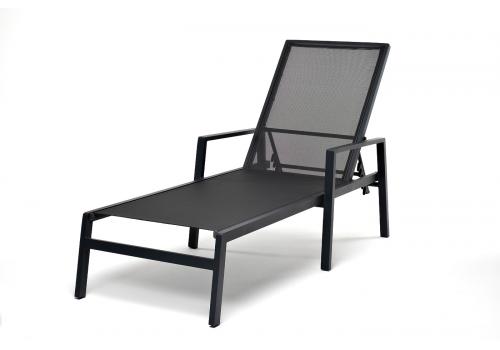  "Парма" шезлонг из алюминия темно-серый (RAL7024) муар, ткань текстилен серая, фото 5 