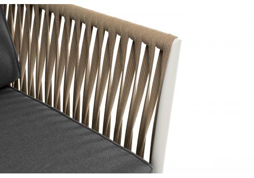  "Касабланка" диван 2-местный плетеный из роупа, каркас алюминий светло-серый (RAL7035) муар, роуп серо-коричневый 23мм, ткань серая 017, фото 4 