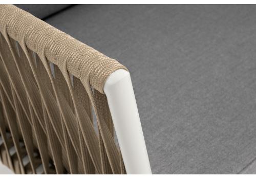  "Касабланка" диван 2-местный плетеный из роупа, каркас алюминий светло-серый (RAL7035) муар, роуп серо-коричневый 23мм, ткань серая 017, фото 5 