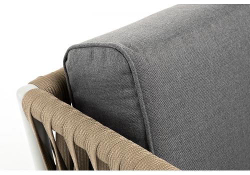  "Касабланка" диван 2-местный плетеный из роупа, каркас алюминий светло-серый (RAL7035) муар, роуп серо-коричневый 23мм, ткань серая 017, фото 6 