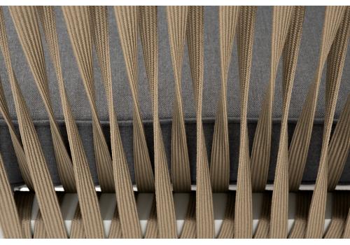  "Касабланка" диван 2-местный плетеный из роупа, каркас алюминий светло-серый (RAL7035) муар, роуп серо-коричневый 23мм, ткань серая 017, фото 9 
