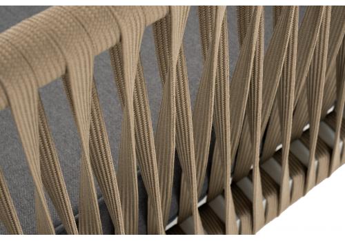  "Касабланка" диван 2-местный плетеный из роупа, каркас алюминий светло-серый (RAL7035) муар, роуп серо-коричневый 23мм, ткань серая 017, фото 10 