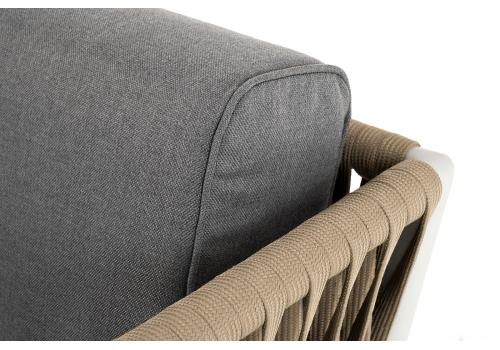  "Касабланка" диван 2-местный плетеный из роупа, каркас алюминий светло-серый (RAL7035) муар, роуп серо-коричневый 23мм, ткань серая 017, фото 11 