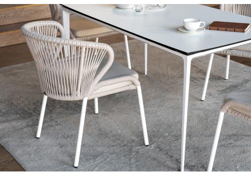  "Малага" обеденная группа на 4 персоны со стульями "Милан", каркас белый, роуп бежевый, фото 5 