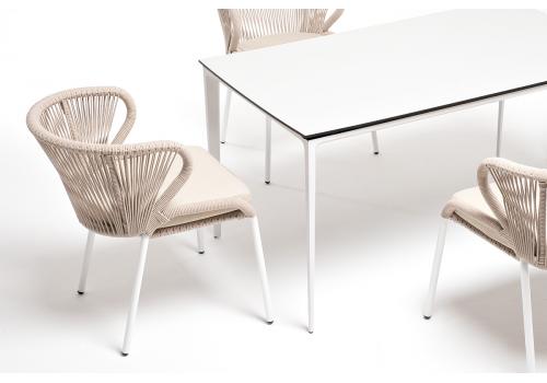  "Малага" обеденная группа на 4 персоны со стульями "Милан", каркас белый, роуп бежевый, фото 11 