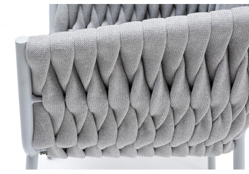  "Монако" стул плетеный из роупа, каркас алюминий светло-серый (RAL7035) муар, роуп светло-серый 40 мм, ткань светло-серая, фото 7 