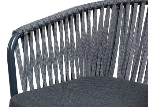  "Бордо" стул барный плетеный из роупа, каркас из стали темно-серый (RAL7024) муар, роуп серый 15мм, ткань темно-серая 027, фото 4 