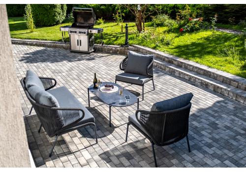  "Милан" лаунж-зона 4-местная плетеная из роупа (веревки), каркас алюминиевый темно-серый, роуп темно-серый, фото 6 