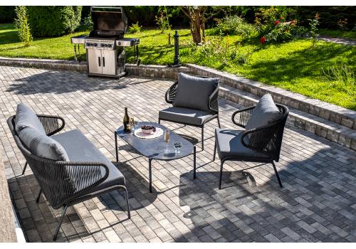  "Милан" лаунж-зона 4-местная плетеная из роупа (веревки), каркас алюминиевый темно-серый, роуп темно-серый, фото 7 