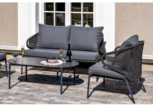  "Милан" лаунж-зона 4-местная плетеная из роупа (веревки), каркас алюминиевый темно-серый, роуп темно-серый, фото 8 