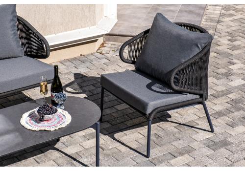  "Милан" лаунж-зона 4-местная плетеная из роупа (веревки), каркас алюминиевый темно-серый, роуп темно-серый, фото 9 