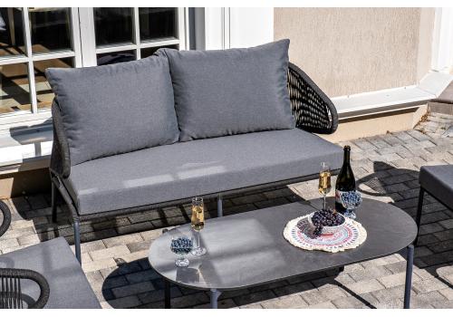  "Милан" лаунж-зона 4-местная плетеная из роупа (веревки), каркас алюминиевый темно-серый, роуп темно-серый, фото 10 