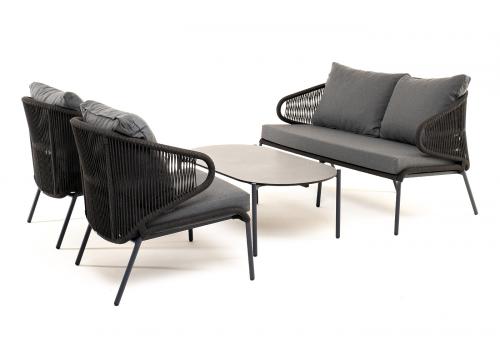  "Милан" лаунж-зона 4-местная плетеная из роупа (веревки), каркас алюминиевый темно-серый, роуп темно-серый, фото 23 