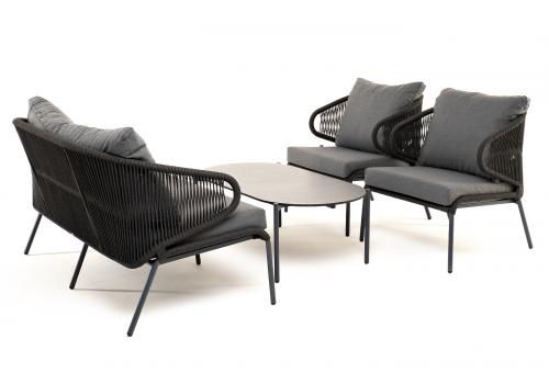  "Милан" лаунж-зона 4-местная плетеная из роупа (веревки), каркас алюминиевый темно-серый, роуп темно-серый, фото 25 