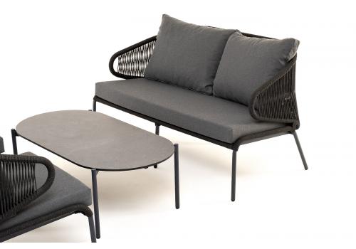  "Милан" лаунж-зона 4-местная плетеная из роупа (веревки), каркас алюминиевый темно-серый, роуп темно-серый, фото 27 