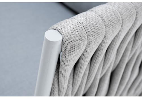  "Монако" кресло плетеное из роупа, каркас алюминий светло-серый (RAL7035) муар, роуп светло-серый 40 мм, ткань светло-серая, фото 4 