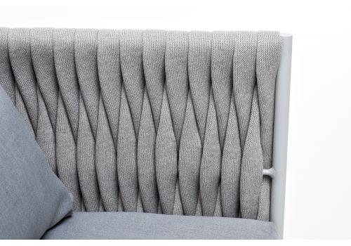  "Монако" кресло плетеное из роупа, каркас алюминий светло-серый (RAL7035) муар, роуп светло-серый 40 мм, ткань светло-серая, фото 6 