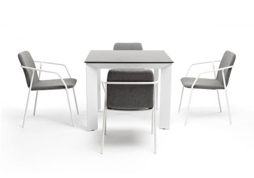  "Венето" обеденная группа на 4 персоны со стульями "Марокко", каркас белый, роуп серый, фото 2 