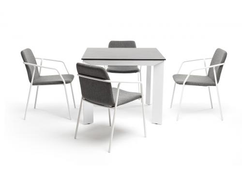  "Венето" обеденная группа на 4 персоны со стульями "Марокко", каркас белый, роуп серый, фото 3 