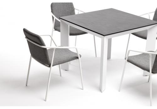  "Венето" обеденная группа на 4 персоны со стульями "Марокко", каркас белый, роуп серый, фото 5 