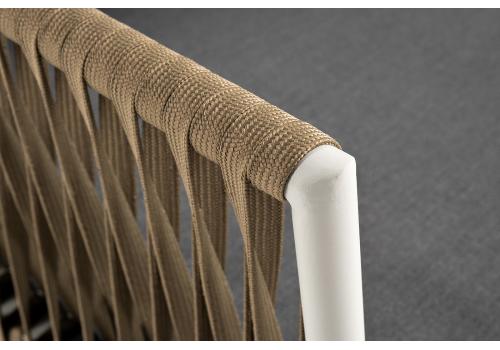  "Касабланка" диван 3-местный плетеный из роупа, каркас алюминий светло-серый (RAL7035) муар, роуп серо-коричневый 23мм, ткань серая 017, фото 4 