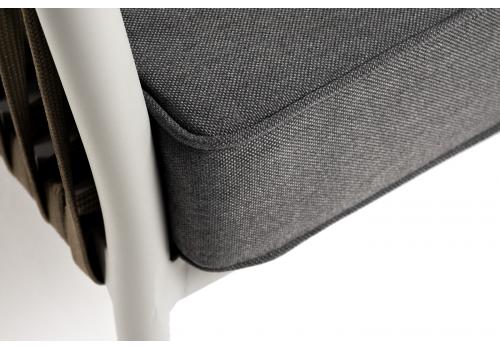  "Касабланка" диван 3-местный плетеный из роупа, каркас алюминий светло-серый (RAL7035) муар, роуп серо-коричневый 23мм, ткань серая 017, фото 6 