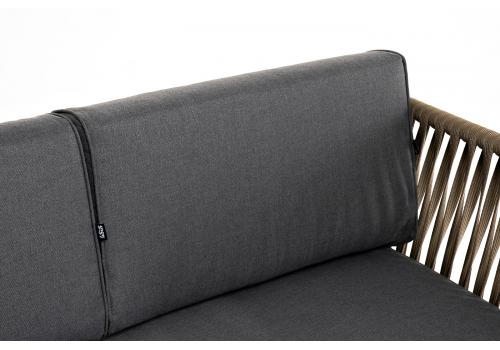  "Касабланка" диван 3-местный плетеный из роупа, каркас алюминий светло-серый (RAL7035) муар, роуп серо-коричневый 23мм, ткань серая 017, фото 7 