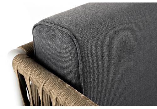  "Касабланка" диван 3-местный плетеный из роупа, каркас алюминий светло-серый (RAL7035) муар, роуп серо-коричневый 23мм, ткань серая 017, фото 8 