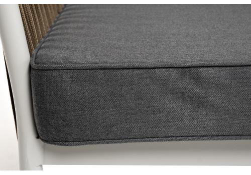  "Касабланка" диван 3-местный плетеный из роупа, каркас алюминий светло-серый (RAL7035) муар, роуп серо-коричневый 23мм, ткань серая 017, фото 10 