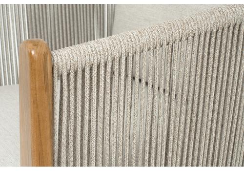  "Сидней" кресло плетеное из роупа, основание тик, каркас алюминий бежевый, роуп бежевый, ткань бежевая, фото 5 