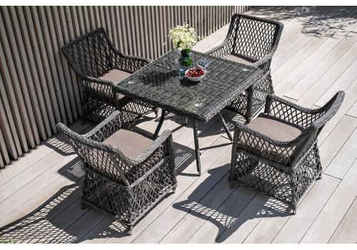  "Айриш" обеденная группа плетеная на 4 персоны, цвет графит, фото 4 