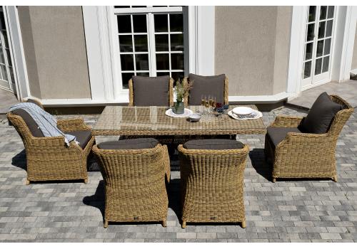  "Неаполь" обеденная группа плетеная из искусственного ротанга, цвет соломенный, фото 1 