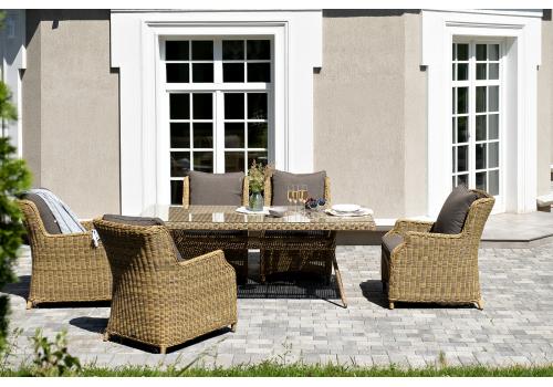  "Неаполь" обеденная группа плетеная из искусственного ротанга, цвет соломенный, фото 3 