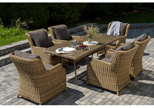  "Неаполь" обеденная группа плетеная из искусственного ротанга, цвет соломенный, фото 6 