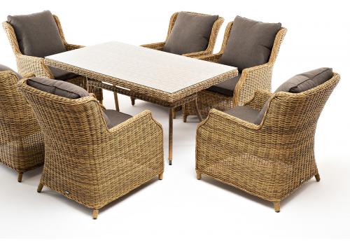  "Неаполь" обеденная группа плетеная из искусственного ротанга, цвет соломенный, фото 21 