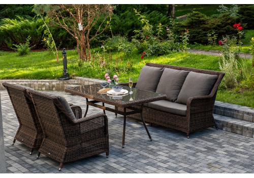  "Гляссе" обеденная группа из искусственного ротанга, цвет коричневый, фото 1 