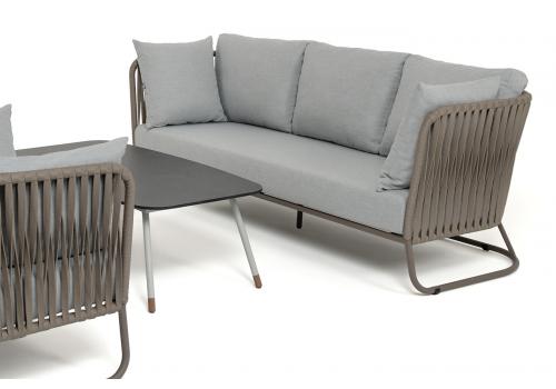  "Багамы" лаунж-зона 5-местная плетеная из роупа (веревки), каркас алюминиевый бежево-серый, роуп серо-коричневый, фото 3 