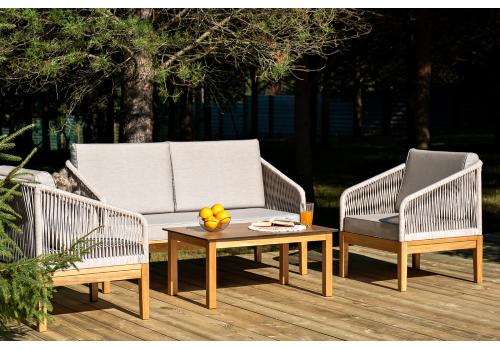  "Канны" лаунж-зона 4-местная из роупа со столиком "Канны" цвета "дуб", основание дуб, роуп бежевый, фото 3 