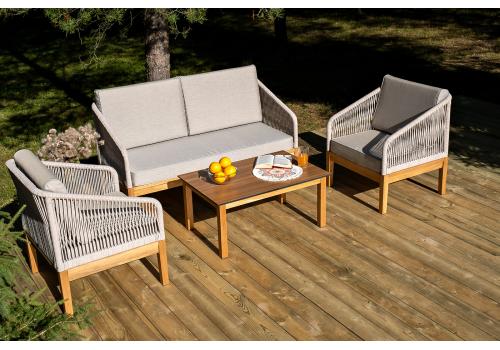  "Канны" лаунж-зона 4-местная из роупа со столиком "Канны" цвета "дуб", основание дуб, роуп бежевый, фото 4 