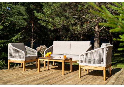  "Канны" лаунж-зона 4-местная из роупа со столиком "Канны" цвета "дуб", основание дуб, роуп бежевый, фото 5 