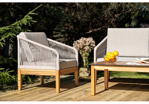  "Канны" лаунж-зона 4-местная из роупа со столиком "Канны" цвета "дуб", основание дуб, роуп бежевый, фото 6 