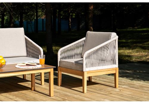  "Канны" лаунж-зона 4-местная из роупа со столиком "Канны" цвета "дуб", основание дуб, роуп бежевый, фото 8 