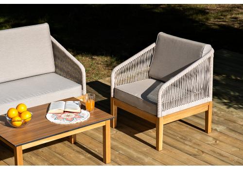  "Канны" лаунж-зона 4-местная из роупа со столиком "Канны" цвета "дуб", основание дуб, роуп бежевый, фото 9 