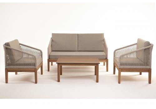 "Канны" лаунж-зона 4-местная из роупа со столиком "Канны" цвета "дуб", основание дуб, роуп бежевый, фото 17 