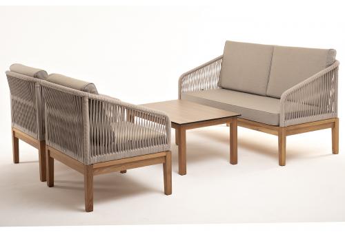  "Канны" лаунж-зона 4-местная из роупа со столиком "Канны" цвета "дуб", основание дуб, роуп бежевый, фото 18 