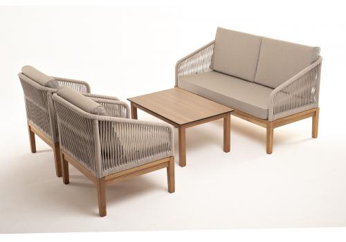  "Канны" лаунж-зона 4-местная из роупа со столиком "Канны" цвета "дуб", основание дуб, роуп бежевый, фото 19 