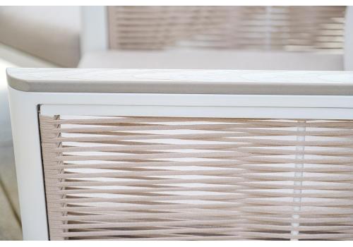  "Сан Ремо" кресло плетеное из роупа садовое, каркас алюминий белый, роуп бежевый, ткань бежевая, фото 11 