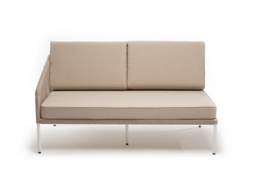  "Канны" правый модуль плетеный из роупа, каркас алюминий белый муар, роуп бежевый круглый, ткань бежевая 15052, фото 2 