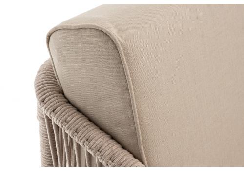  "Канны" правый модуль плетеный из роупа, каркас алюминий белый муар, роуп бежевый круглый, ткань бежевая 15052, фото 4 