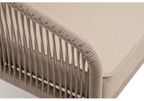  "Канны" правый модуль плетеный из роупа, каркас алюминий белый муар, роуп бежевый круглый, ткань бежевая 15052, фото 5 